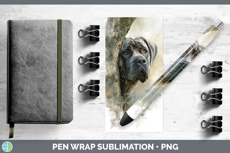Mastiff Dogs 03 Tree Peek Pen Wrap Sublimation Design