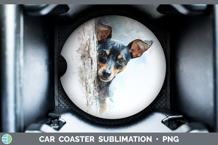 Miniature Pinscher Dogs 03 Tree Peek Car Coaster Sublimation