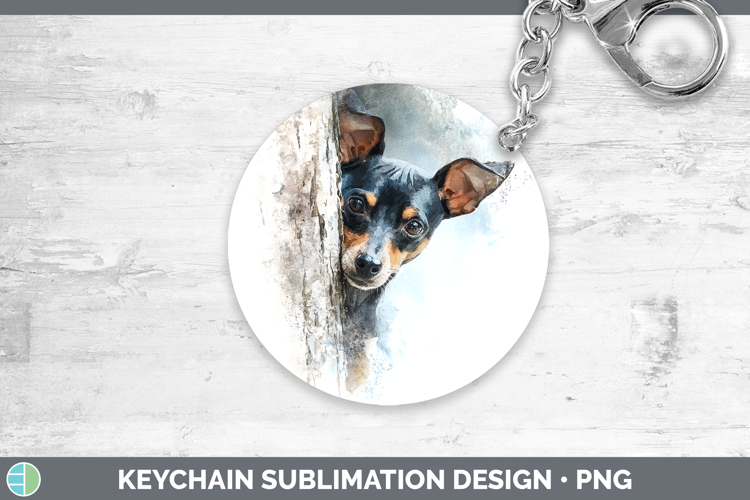 Miniature Pinscher Dogs 03 Tree Peek Keychain Sublimation De
