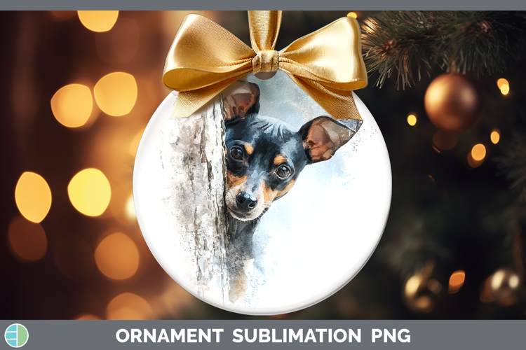 Miniature Pinscher Dogs 03 Tree Peek Ornament Sublimation De