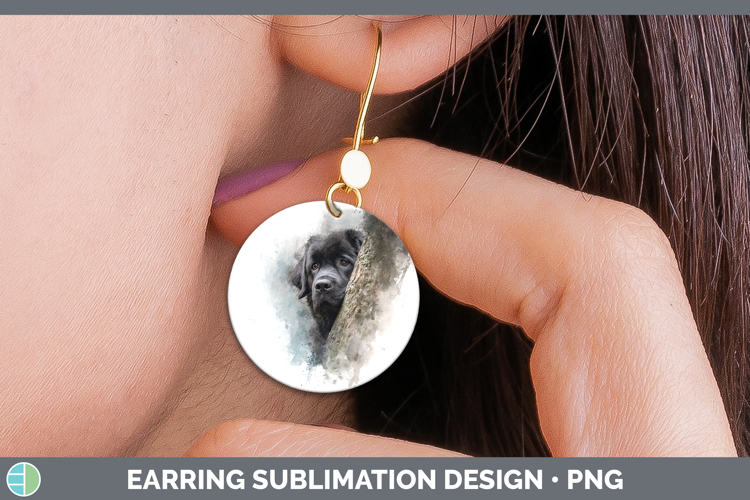 Newfoundland Dogs 03 Tree Peek Round Earrings Sublimation De