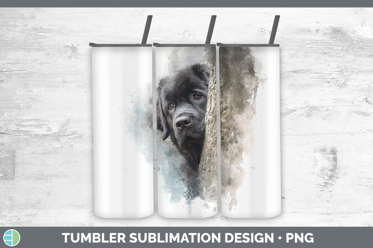 Newfoundland Dogs 03 Tree Peek Tumbler Sublimation Design