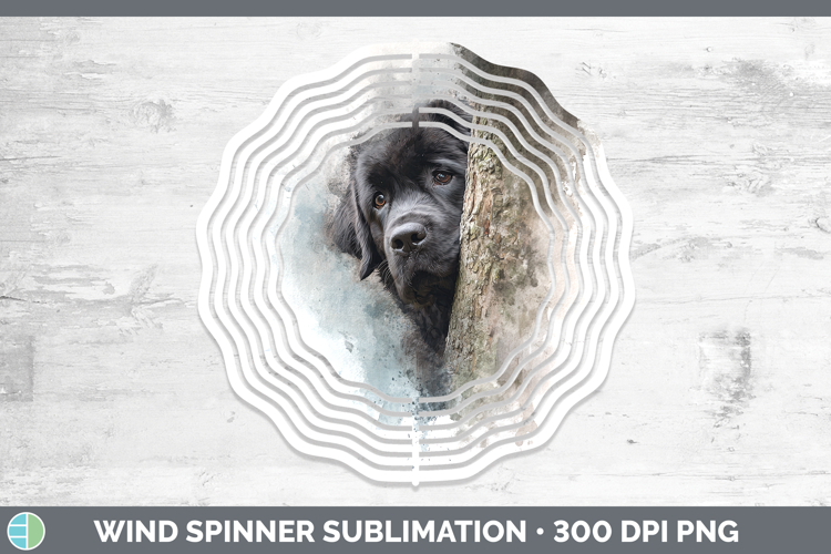 Newfoundland Dogs 03 Tree Peek Wind Spinner Sublimation Desi
