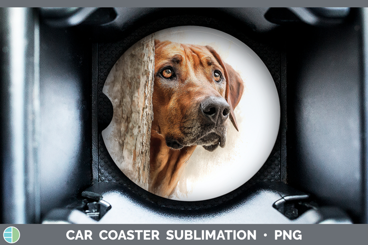 Rhodesian Ridgeback Dogs 03 Tree Peek Car Coaster Sublimatio