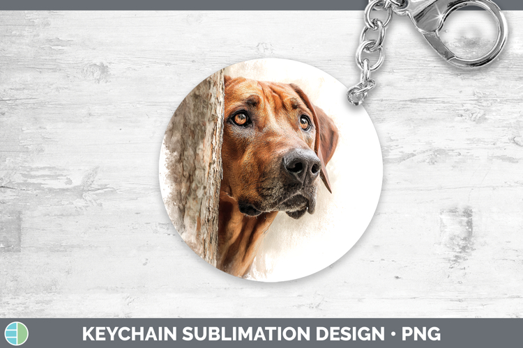 Rhodesian Ridgeback Dogs 03 Tree Peek Keychain Sublimation D