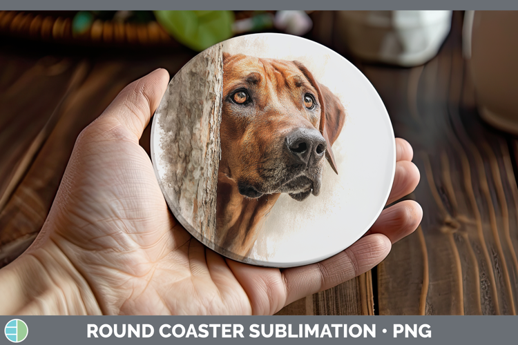 Rhodesian Ridgeback Dogs 03 Tree Peek Round Coaster Sublimat