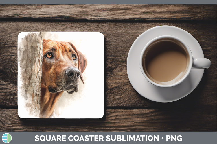 Rhodesian Ridgeback Dogs 03 Tree Peek Square Coaster Sublima