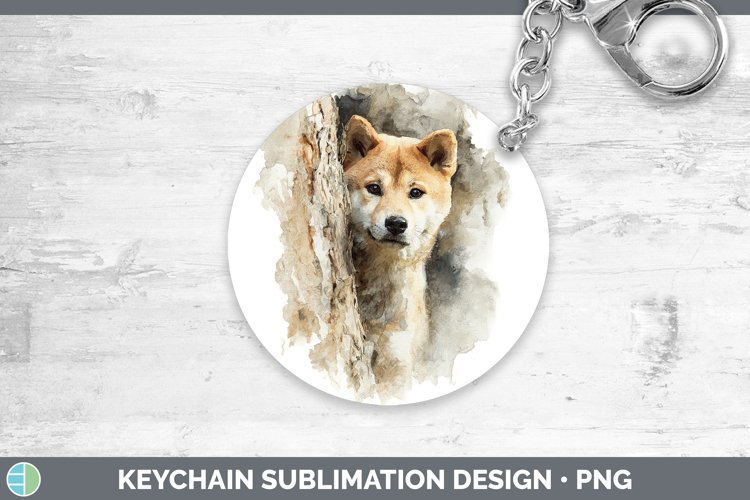 Shiba Inu Dogs 03 Tree Peek Keychain Sublimation Design
