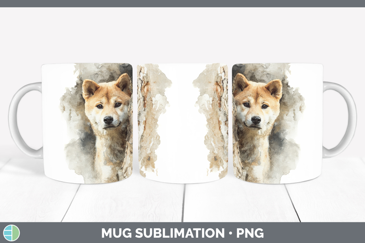 Shiba Inu Dogs 03 Tree Peek Mug Wrap Sublimation Design
