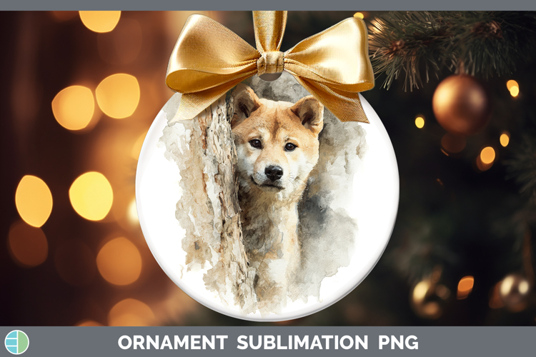 Shiba Inu Dogs 03 Tree Peek Ornament Sublimation Design
