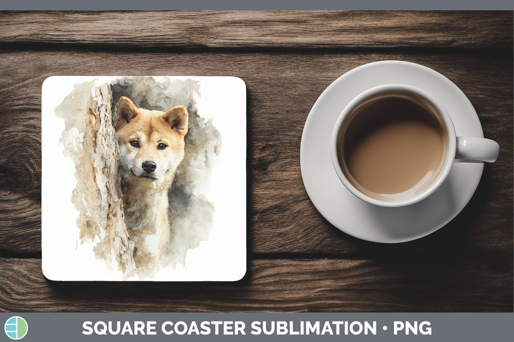 Shiba Inu Dogs 03 Tree Peek Square Coaster Sublimation Desig