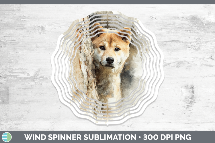 Shiba Inu Dogs 03 Tree Peek Wind Spinner Sublimation Design