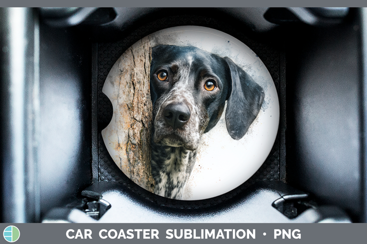 Shorthaired Pointer Dogs 03 Tree Peek Car Coaster Sublimatio