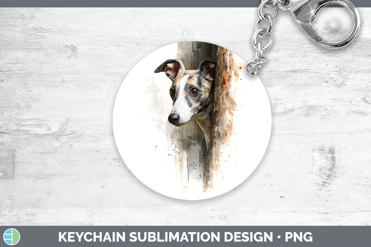 Whippet Dogs 03 Tree Peek Keychain Sublimation Design