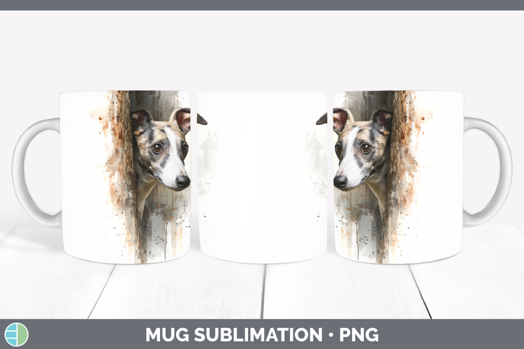 Whippet Dogs 03 Tree Peek Mug Wrap Sublimation Design
