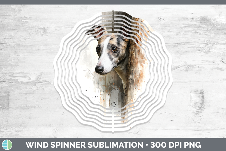 Whippet Dogs 03 Tree Peek Wind Spinner Sublimation Design