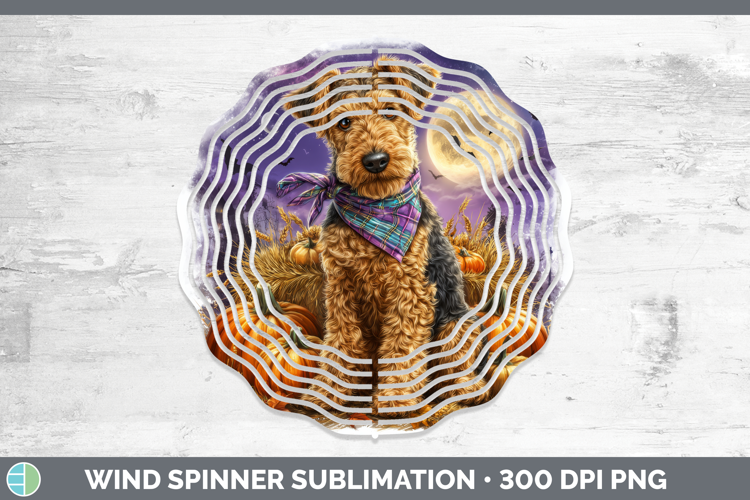 Airedale Terrier Wind Spinner Dogs 04 Bandana Halloween Subl