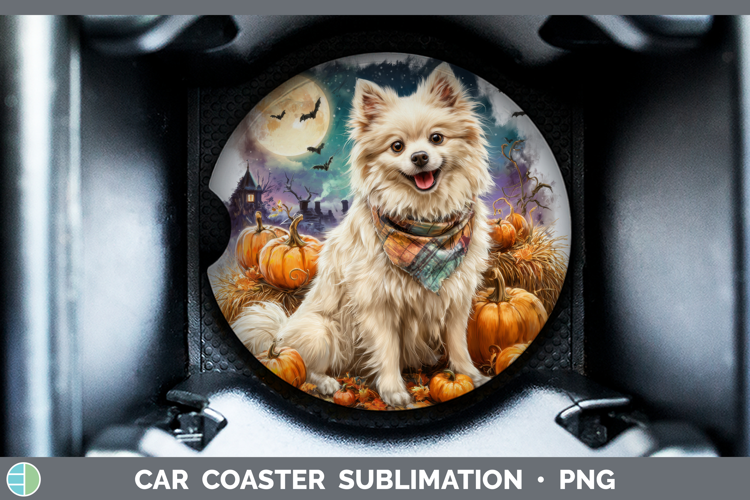 American Eskie Car Coaster Dogs 04 Bandana Halloween Sublima