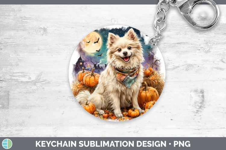 American Eskie Keychain Dogs 04 Bandana Halloween Sublimatio