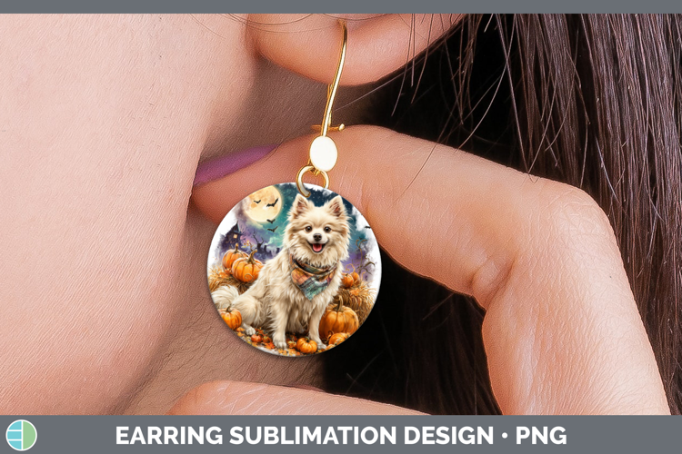 American Eskie Round Earrings Dogs 04 Bandana Halloween Subl