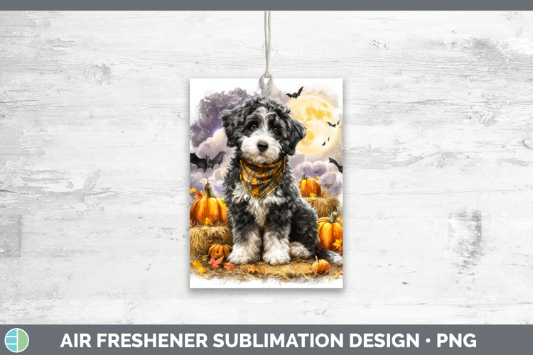 Bernedoodle Air Freshener Dogs 04 Bandana Halloween Sublimat