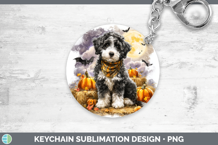 Bernedoodle Keychain Dogs 04 Bandana Halloween Sublimation K