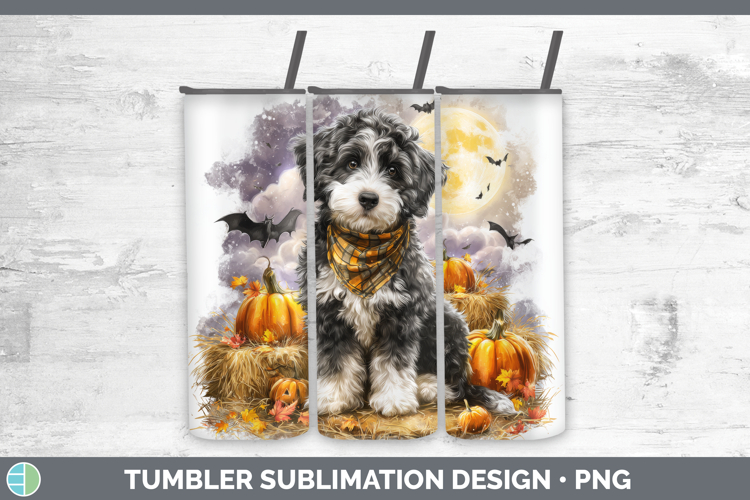 Bernedoodle Tumbler Dogs 04 Bandana Halloween Sublimation 20