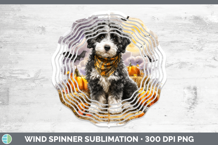 Bernedoodle Wind Spinner Dogs 04 Bandana Halloween Sublimati