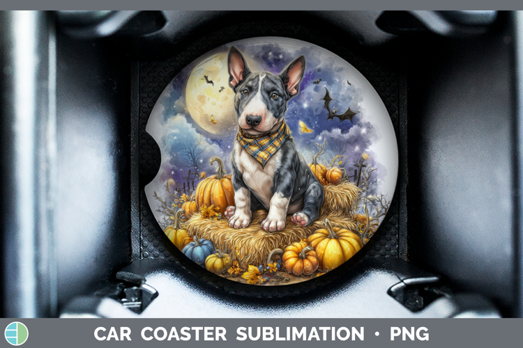 Bull Terrier Car Coaster Dogs 04 Bandana Halloween Sublimati