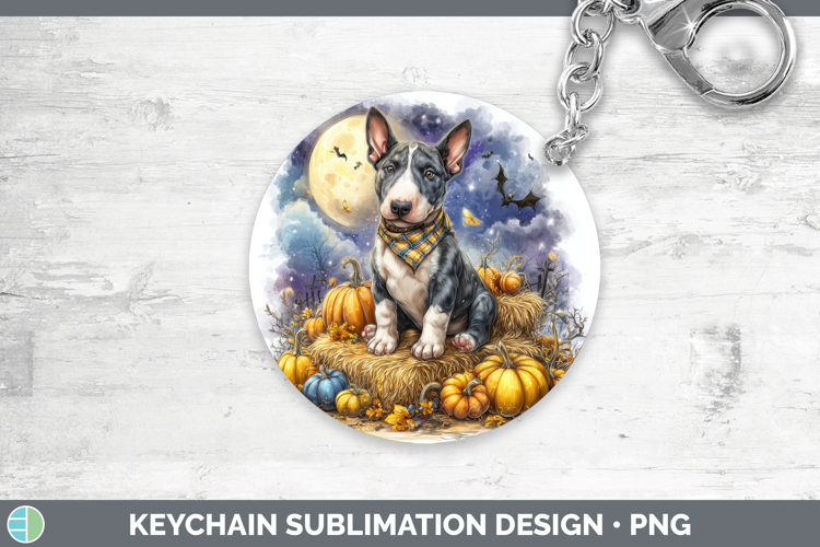 Bull Terrier Keychain Dogs 04 Bandana Halloween Sublimation