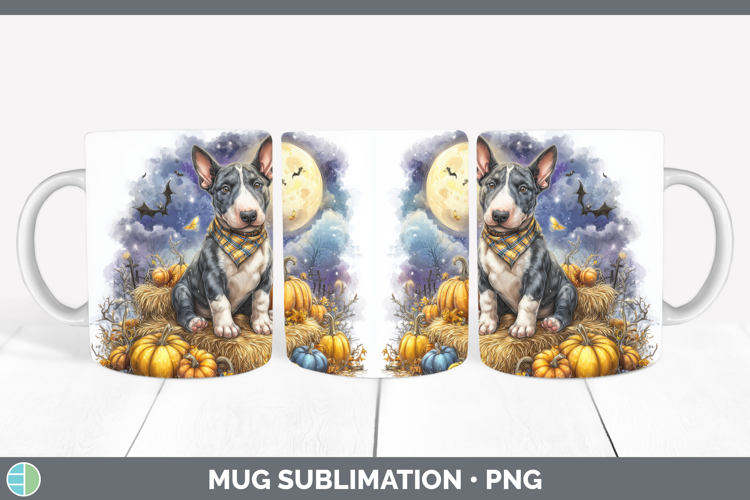 Bull Terrier Mug Wrap Dogs 04 Bandana Halloween Sublimation