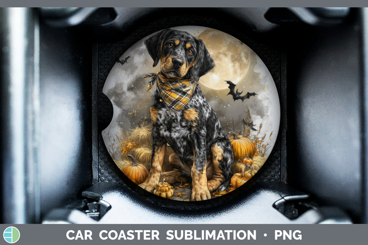 English Coonhound Car Coaster Dogs 04 Bandana Halloween Subl