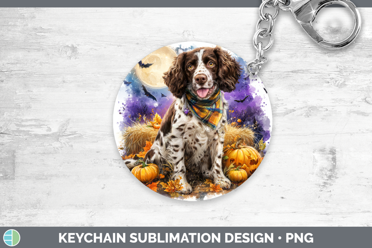 English Springer Spaniel Keychain Dogs 04 Bandana Halloween
