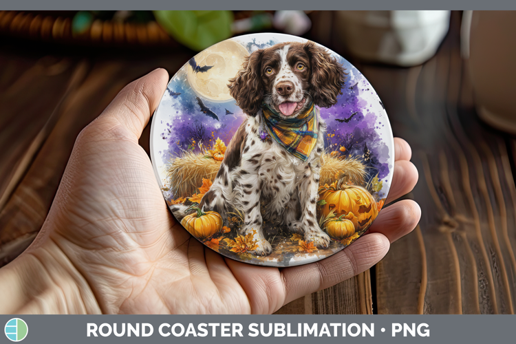 English Springer Spaniel Round Coaster Dogs 04 Bandana Hallo
