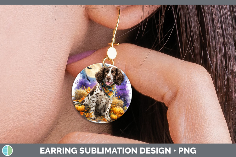 English Springer Spaniel Round Earrings Dogs 04 Bandana Hall