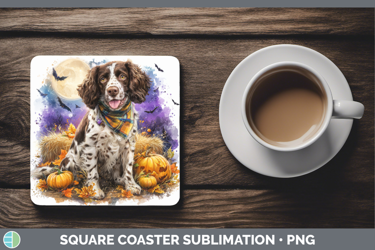 English Springer Spaniel Square Coaster Dogs 04 Bandana Hall
