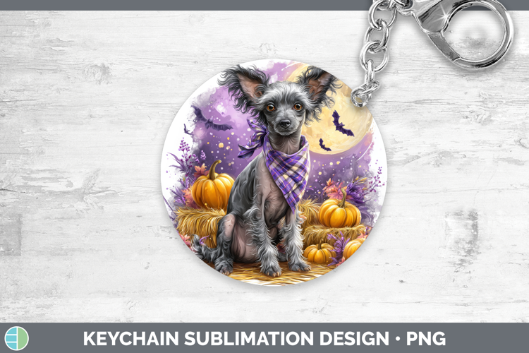Hairless Chinese Crested Keychain Dogs 04 Bandana Halloween