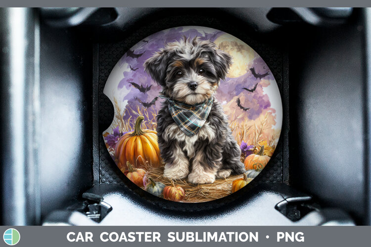 GorgeousDogs 04 Bandana Halloween Car Coaster design.