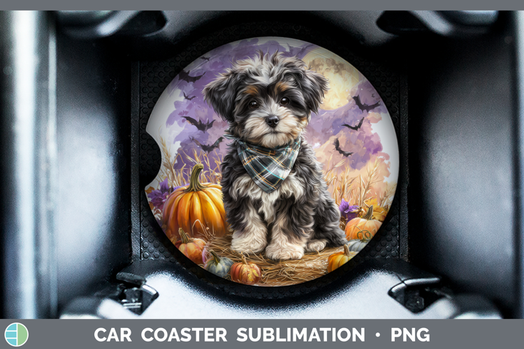 Havanese Car Coaster Dogs 04 Bandana Halloween Sublimation