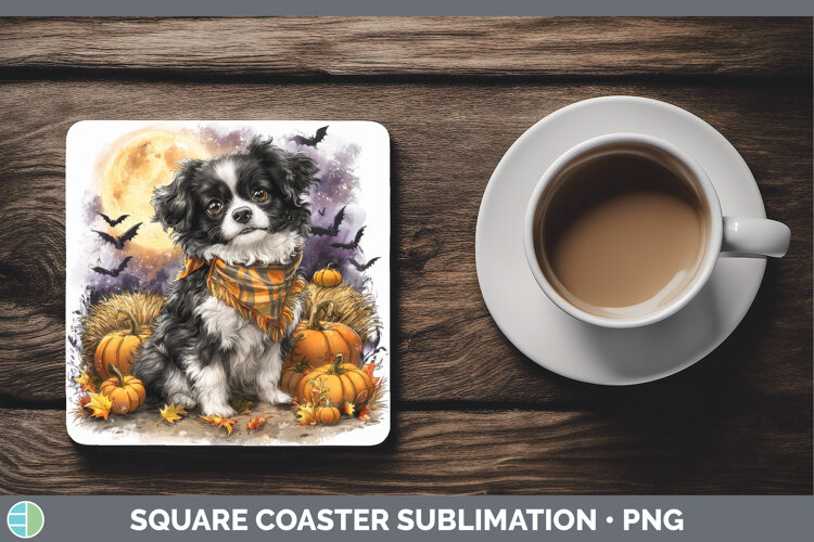 GorgeousDogs 04 Bandana Halloween Square Coaster design.