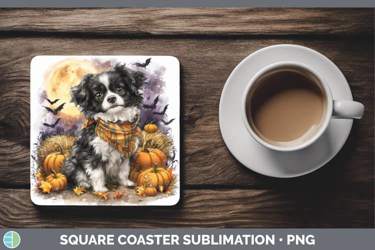 Japanese Chin Square Coaster Dogs 04 Bandana Halloween Subli