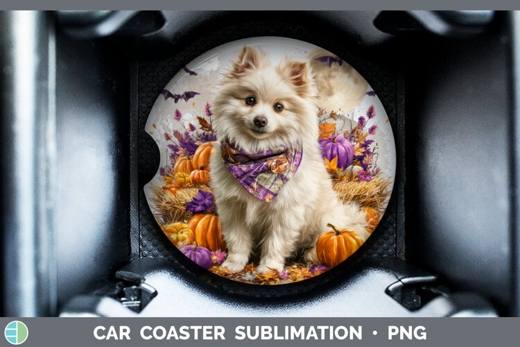 GorgeousDogs 04 Bandana Halloween Car Coaster design.