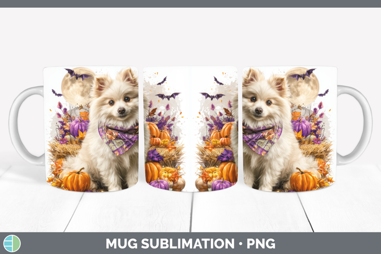 Japanese Spitz Mug Wrap Dogs 04 Bandana Halloween Sublimatio