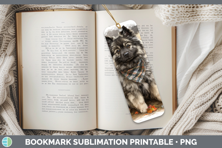 Keeshond Bookmark Dogs 04 Bandana Halloween Sublimation Prin
