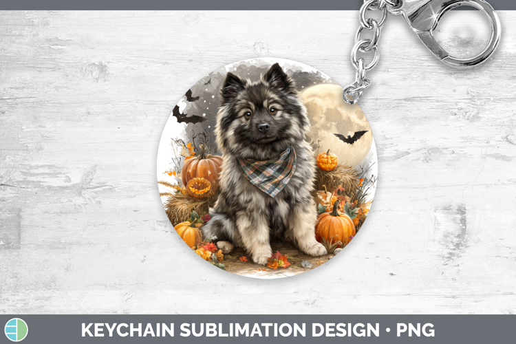 Keeshond Keychain Dogs 04 Bandana Halloween Sublimation Keyr