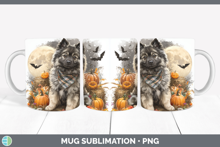 Keeshond Mug Wrap Dogs 04 Bandana Halloween Sublimation Coff