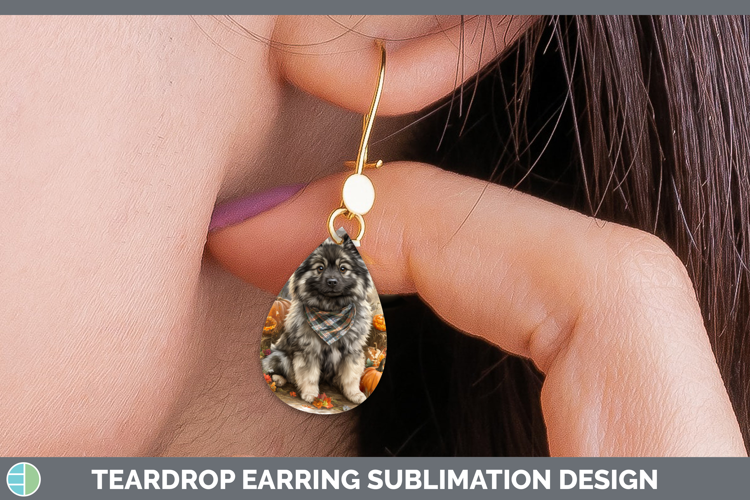 Keeshond Teardrop Earrings Dogs 04 Bandana Halloween Sublima