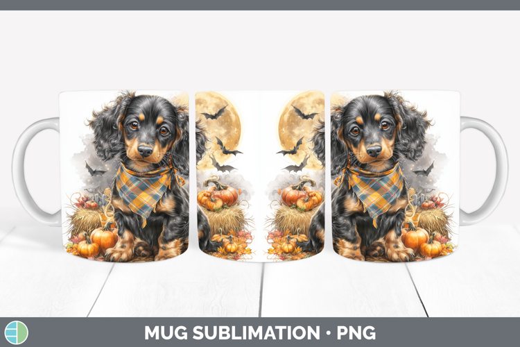 Long-haired Dachshund Mug Wrap Dogs 04 Bandana Halloween Sub