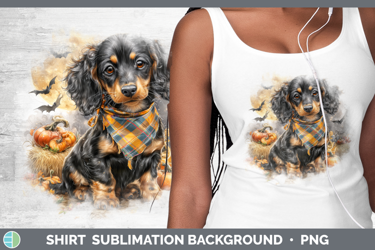 Long-haired Dachshund Shirt Dogs 04 Bandana Halloween Sublim