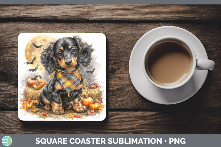 GorgeousDogs 04 Bandana Halloween Square Coaster design.